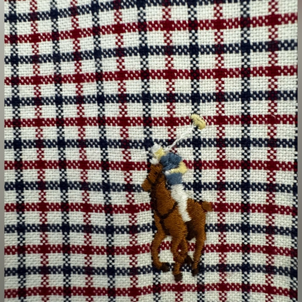 Polo Ralph Lauren Patriotic Short Sleeve Window Pane Check Button Down Shirt‎